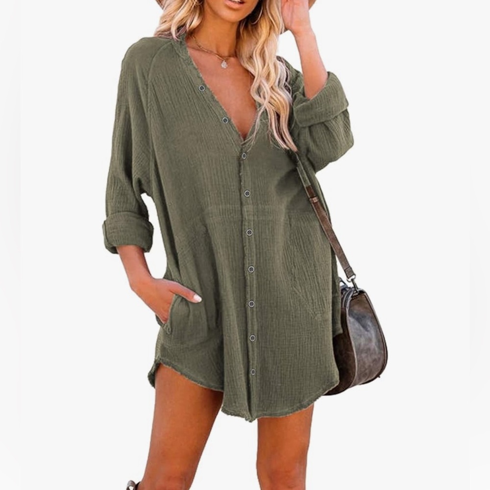 Cotton Navy Oversized Buttondown